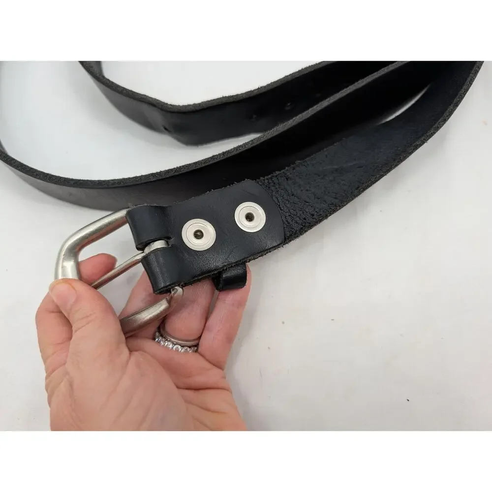 Marc Wolf LTD Black Belt Genuine Top Chain Leather Made in America Mens Size 62
